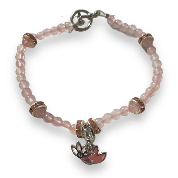 Pink Lotus Flower Handmade Beaded Bracelet