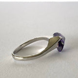 Amethyst Purple Silver Ornate Ring Size8