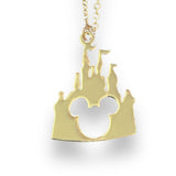 New Gold Castle Mickey Mouse Pendant Necklace