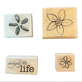 Stampin' Up Stamps Flowers Delight In Life Set of 4