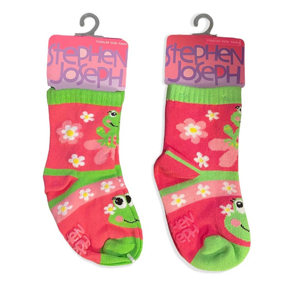 NIP 2 Pairs Stephen Joseph Boutique Pink Frog Socks Size Small