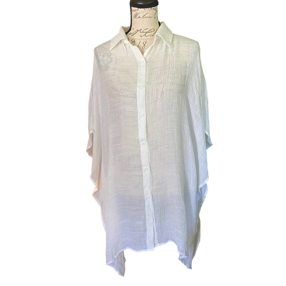 NWT White Cupshe Oversized Shirt Beach Swimsuit Cover Up Large