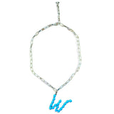 W Initial Pearl Gold Link Necklace Choker Charm