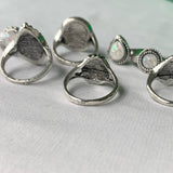 Opal Vintage Antique Silver Rings Set of 8 Assorted Sizes