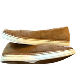 Side view of brown suede Ugg shoes 2