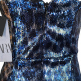 Close up of blue sequins