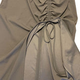 gray zara ruching interior of dress