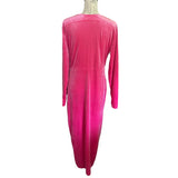 zomva-hot-pink-velour-faux-wrap-party-dress-size-2xl-back-of-dress