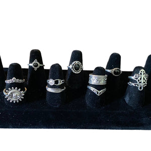 NIP Set of 11 Vintage Antique Style Rings Sun Gothic Cross
