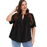 Bloomchic Black Top Frill Button Front Shirt Plus Size 28