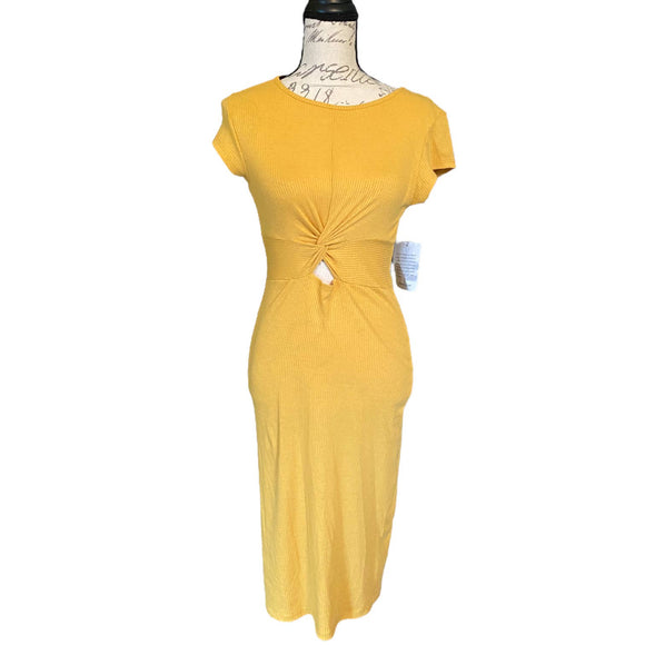 Velvet Torch Golden Yellow Long Fitted Dress Size Large