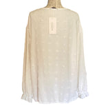 Bloomchic White Polka Dot Faux Wrap Shirt Size 22/24