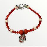 Minnie Mouse Red Beaded Handmade Bracelet 8"
