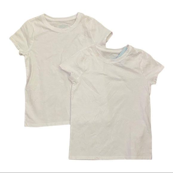 Cat & Jack 2 Girls Size 6/6X Solid White T Shirts Small NEW