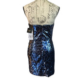 Zara Blue Leopard Animal Print Sequin Dress Size Small