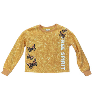 Self Esteem Girls Yellow Butterfly Sweatshirt Small NWT