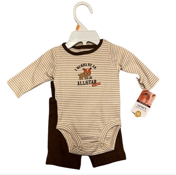 Carter's Boys Cotton All Star One Piece And Pants Set Size Newborn