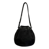 Gucci Vintage Black Suede Pull Front Mini Bucket Tote
