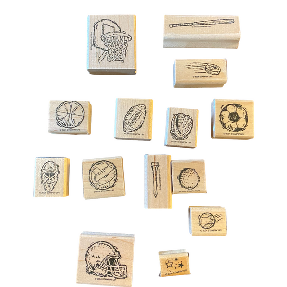 NEW Stampin Up Sporting Goods Collection Of 14 Stamps Football Soccer Golf