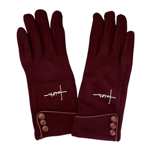 NEW Faith Burgundy Winter Gloves Touch Screen Faux Fur Lined Size S/M