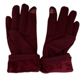 Faith Burgundy Winter Gloves Touch Screen Faux Fur Lined Size S/M