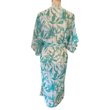 Cupshe Green & White Semi Sheer Beach Swimsuit Kimono Cover Up Size Small