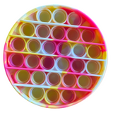 NEW Pink Yellow White Tie Dye Circle Push Pop Bubble Sensory Toy