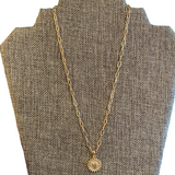 NIP Gold Chain Link Necklace With Reversible Pendant Heart B Letter