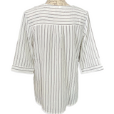 NWOT White & Black Striped Tunic Top Size Large