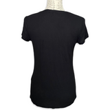 NEW Ribbed Basic Black Fitted Tee Shirt Size Medium
