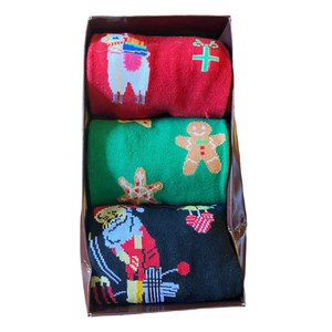 Society Merry Christmas Holiday 3 Pairs Sock Unisex Crew Cotton Socks One Size
