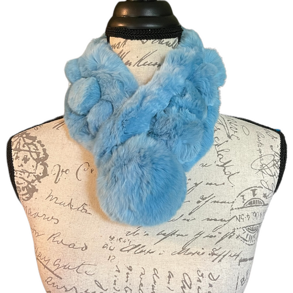 Faux Fur NEW Blue Warm Neck Scarf Wrap One Size