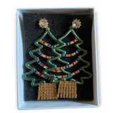 NIB Over Sized Christmas Tree Bling Earrings