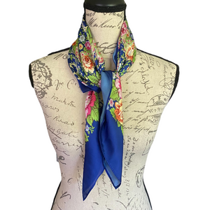 NEW Blue Floral Neck Hair Scarf