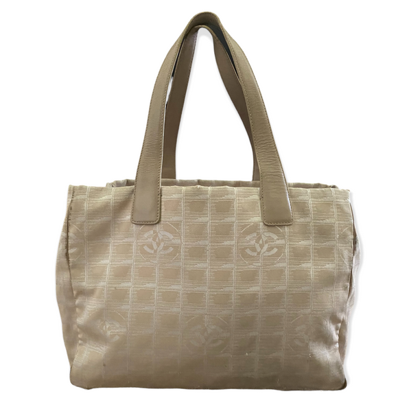 Used Authentic Chanel CC Beige New Travel Line Purse Tote