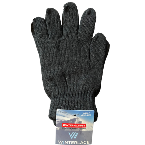 Black Winter Gloves Stretch Unisex One Size NEW