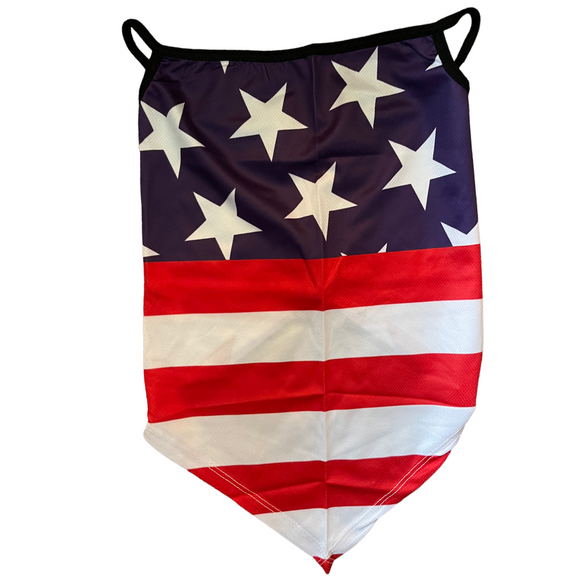 2 Patriotic Face Bandanas Neck Gaiter With Ear Loops Dust Wind Motorcycle