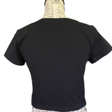 Black Cotton Crop Top Shirt Size Large NEW