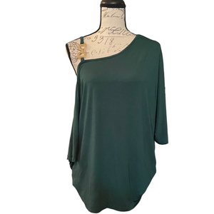 Bloomchic-Green-One-Shoulder-Modal-Shirt-front