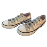 Converse All Star Girls Silver With Pink Stars Size 11