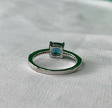 New Ocean Blue & Diamond Ring Size 7 .925 Silver
