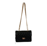 Deluxity Black Jelly Quilted Small Flap Gold Chain Purse NEW