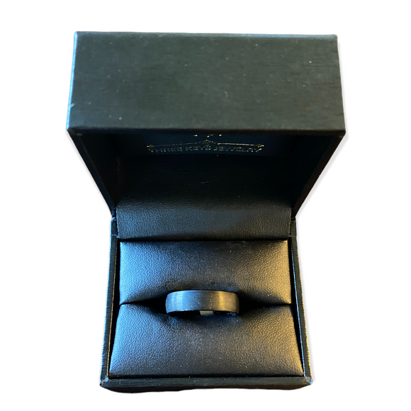3 Kings Size 9 Black Tungsten Carbide Unisex Brushed Ring