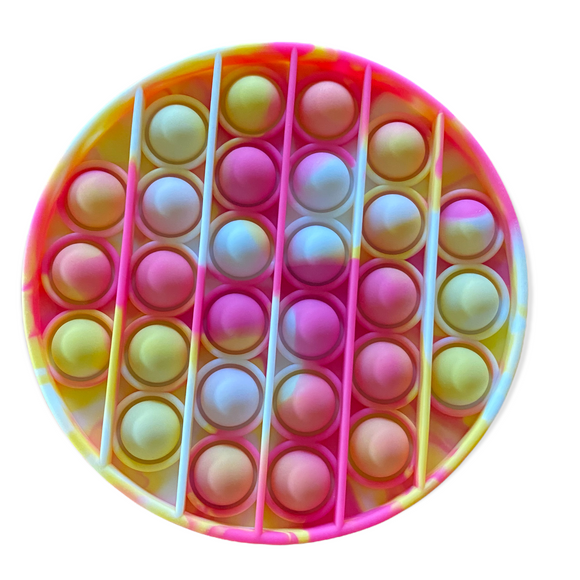 Pop Bubble Sensory Toy Pink Yellow White Tie Dye Circle Push