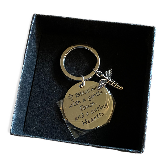 Silver Nurses Keychain Bless Me With A Gentle Touch And A Caring Heart