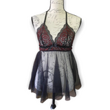 Baby Doll Nightie Black & Red Sheer Lingerie Size Small NEW