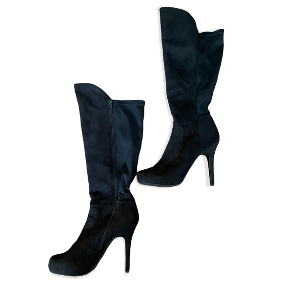 Madeline Girl Black Suede Knee High Boots Size 8.5