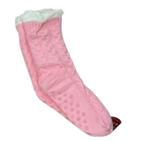 Sherpa Knit Pink Non Slip Slipper Socks One Size