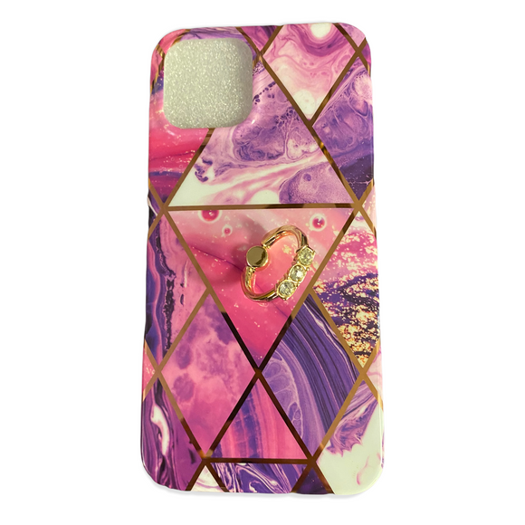 iPhone 12 Pro Max Marbleized Phone Case With Ring Hold Attached