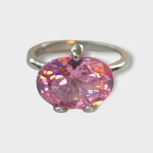 Pink Faux Diamond Large Cocktail Ring Size 7.5